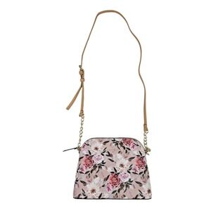 Nanette Lepore Floral Crossbody Bag Purse Gold Chain Handle Strap